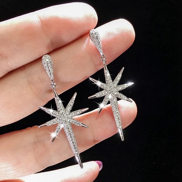 Any 2/$20! Crystal Pave Starburst Drop Earrings - Picture 2 of 12